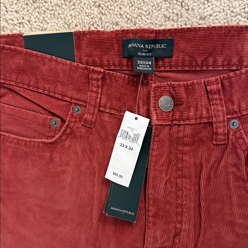NWT Banana Republic Corduroy Slim Fit Panta SZ 33 - Picture 2 of 3